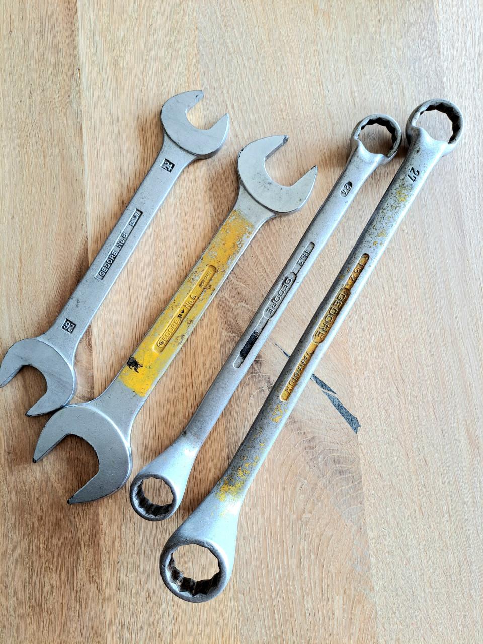 Gedore 2x ringsleutels en 2x steeksleutels tweezijdig