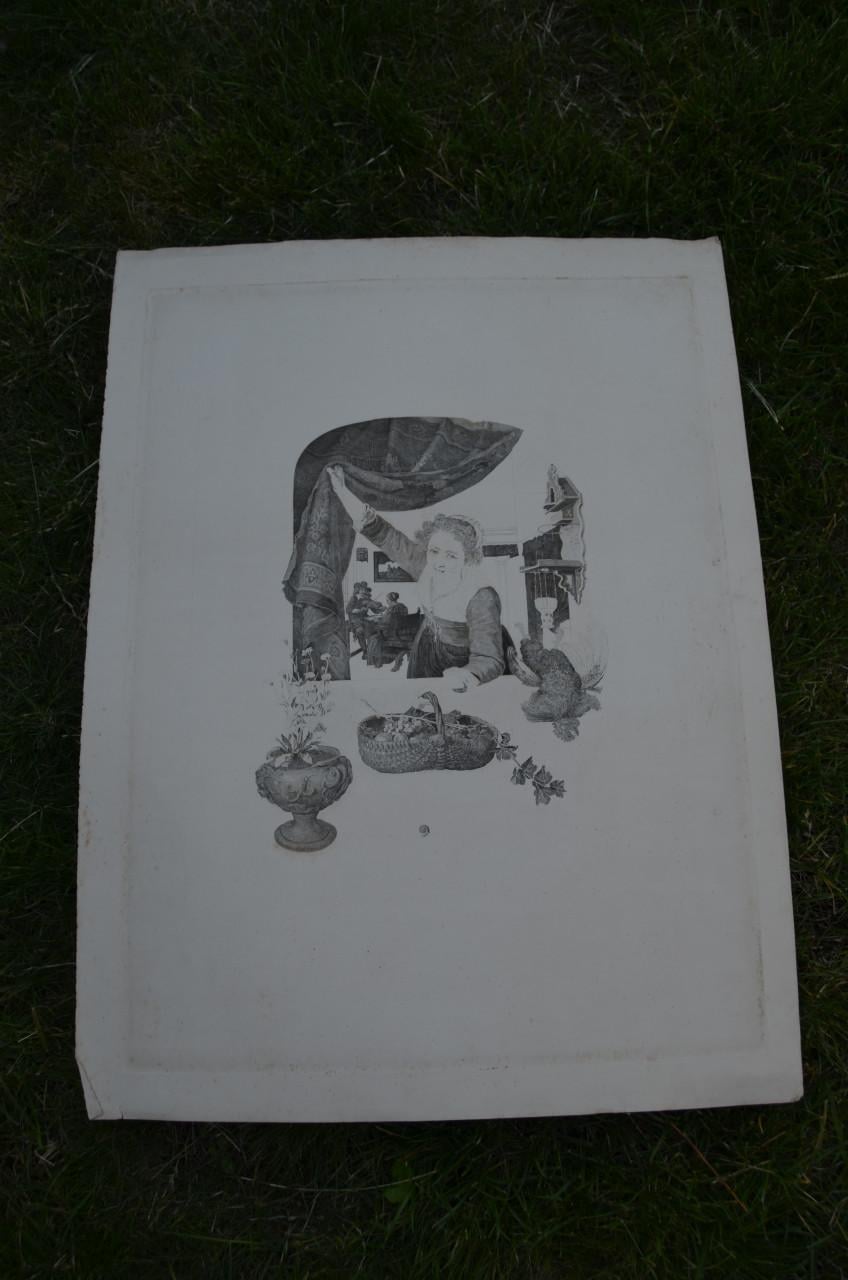 9 Staalgravures 19e eeuws Stadia van een schilderij van Gerard Dou