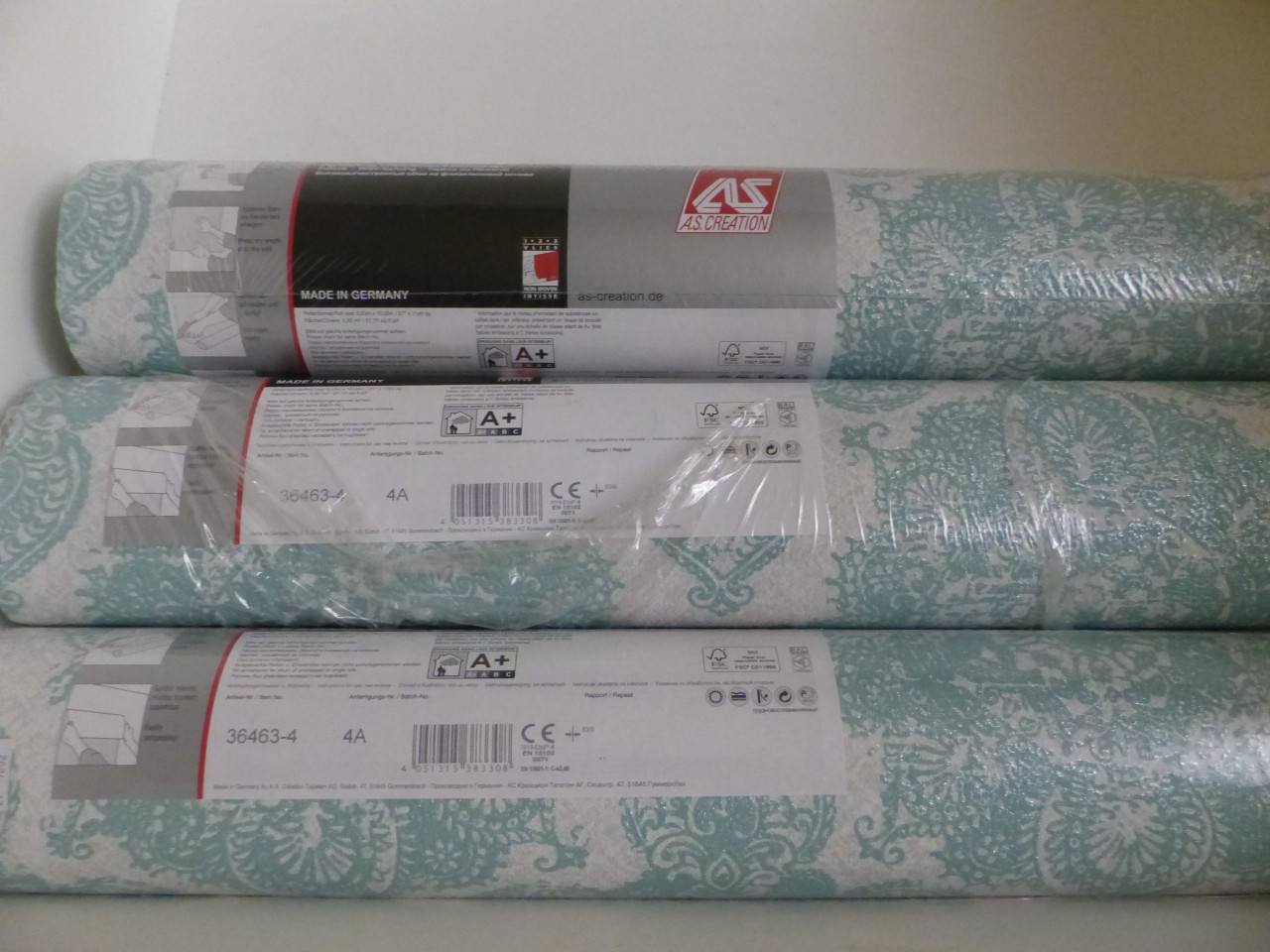 Behang dik 3 roL OOK voor slechte muren Turquoise iets glimmend ISOLEREND