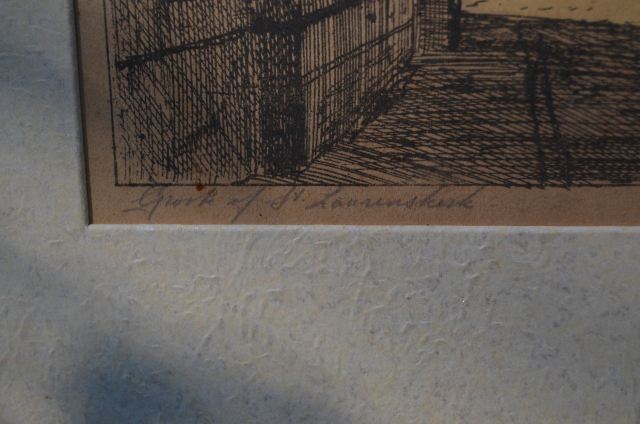 Ets Laurenskerk Rotterdam gesig. Jac. van Schip (?)