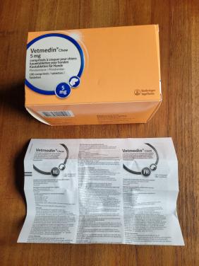 Vetmedin tabletten 5 mg voor honden.