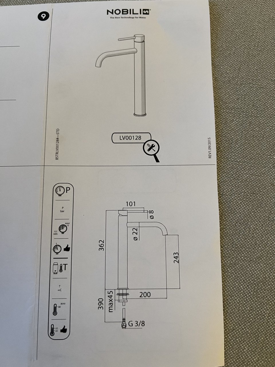 Wastafelkranen zwart Nobili