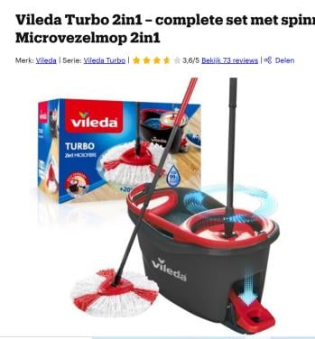 Vileda Turbo 2in1 dweilsysteem Vileda Turbo 2in1 dweilsysteem