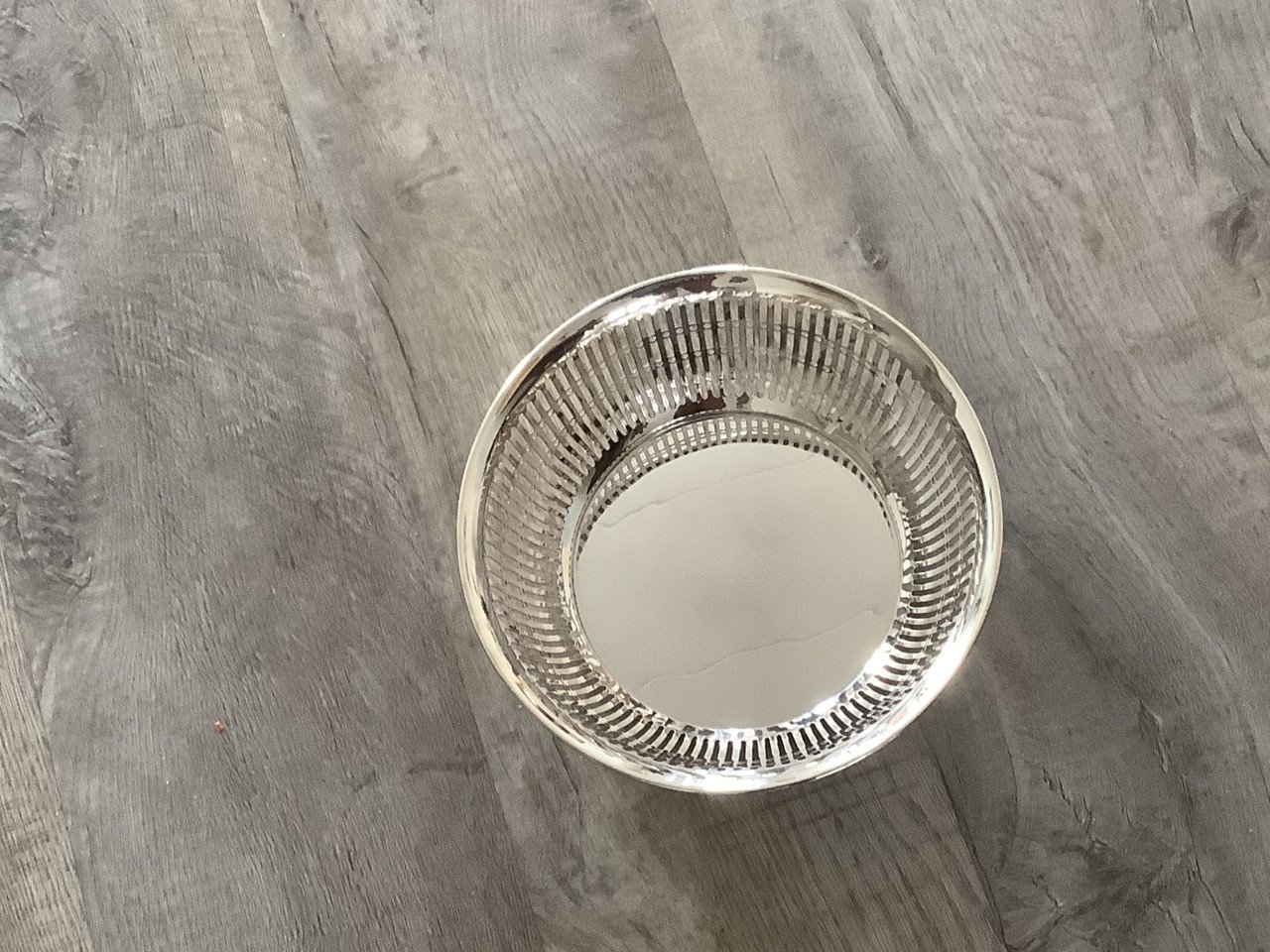 Antiek Verzilverde Broodmand - Rond Model