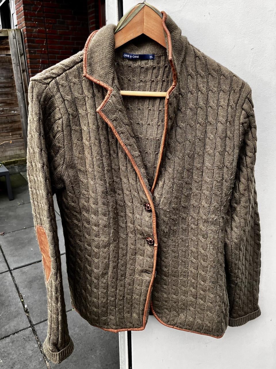 Vintage Groen Gebreid Wollen Vest met Kabelmotief