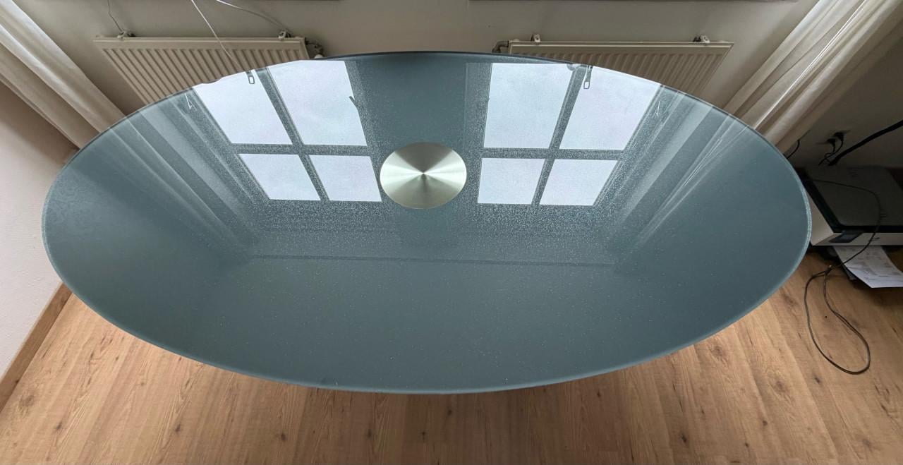 Design glazen eetkamertafel ovaal 200X110x78
