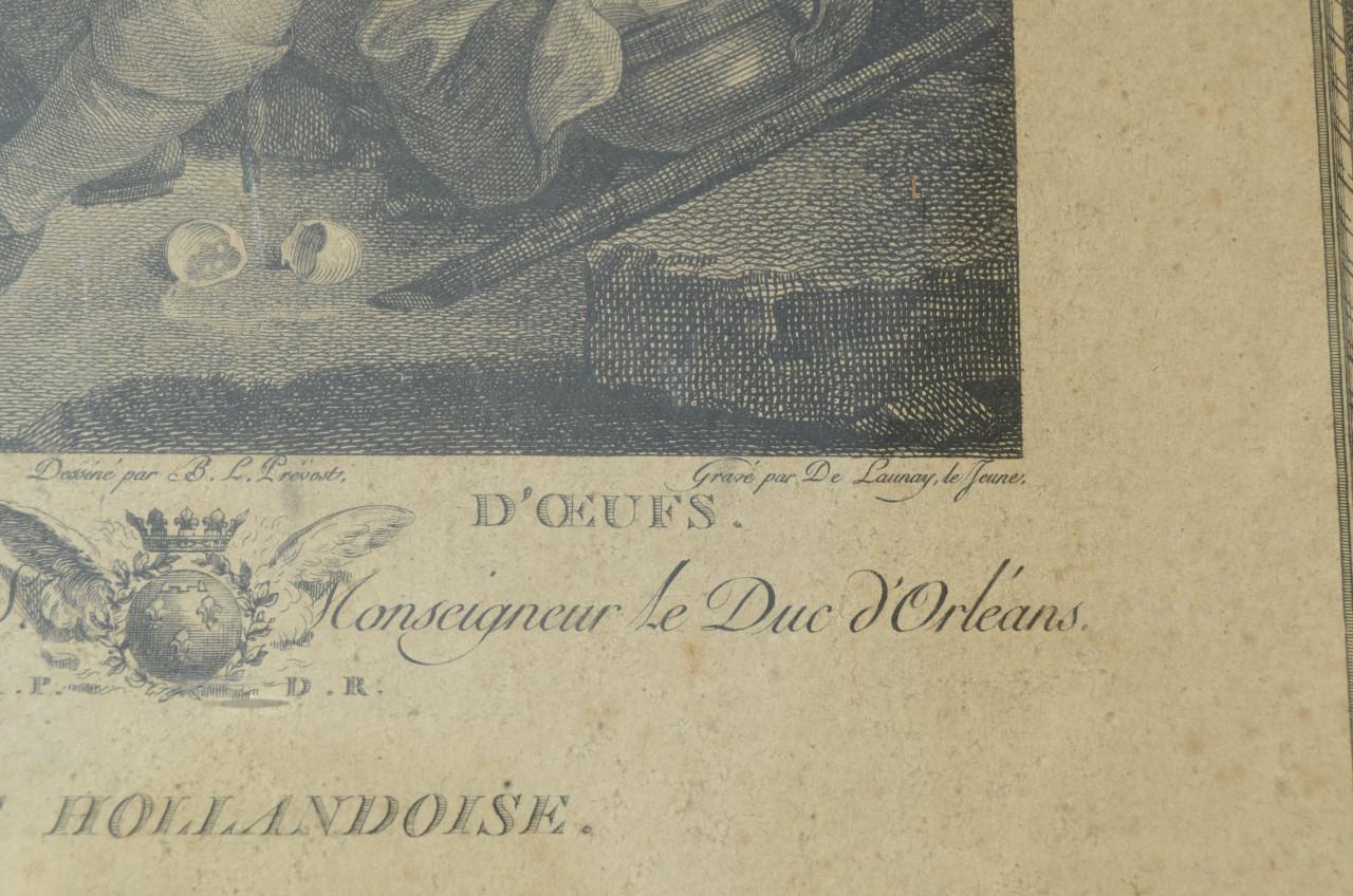 Franse gravure 'Le vendeur d'oeufs' ca 1786