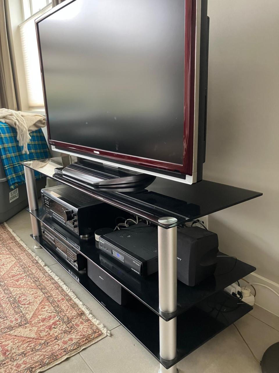 TV meubel, zwart glas