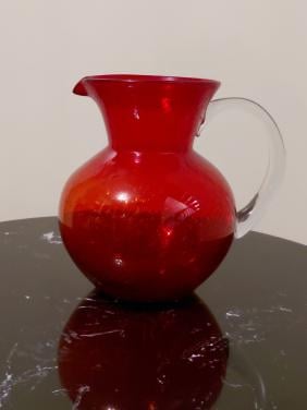 "Iris red bubble glass pitcher"