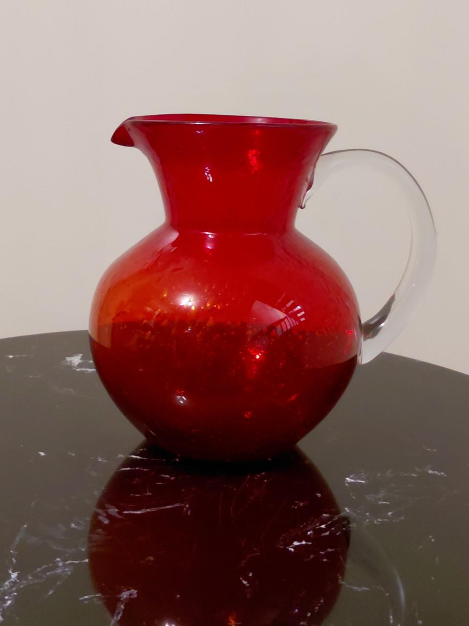 "Iris red bubble glass pitcher"