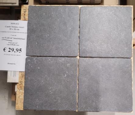 3030-412 rustieke tegels, 30x30 cm donkergrijs/zwart, van € 59,96/m² voor