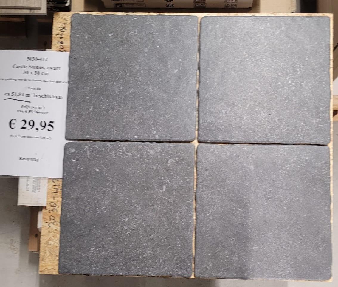 3030-412 rustieke tegels, 30x30 cm donkergrijs/zwart, van € 59,96/m² voor