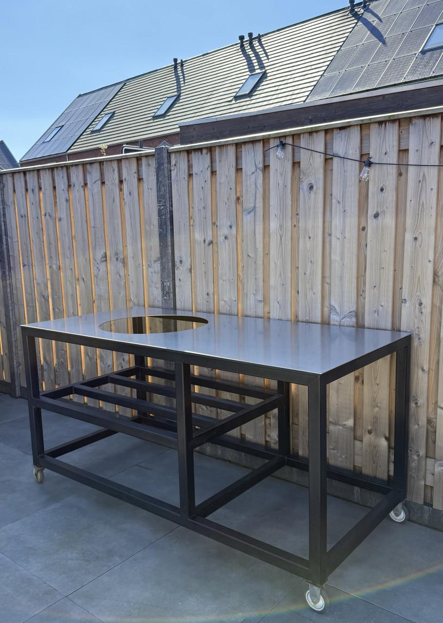 Robuust Stalen Buitenmeubel/ Werktafel voor Large Kamado.