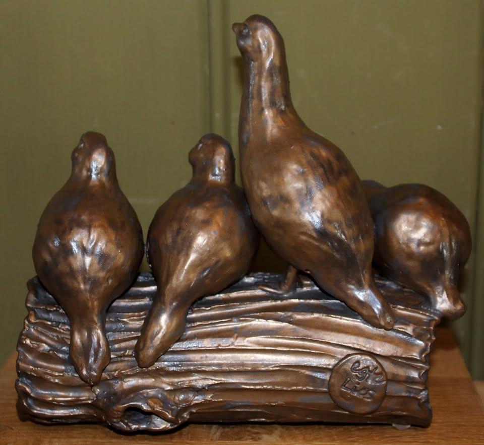 Keramieken beeld, 4 patrijzen