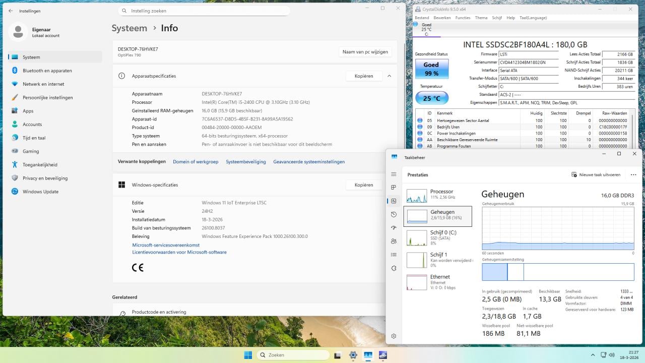 Complete Dell Optiplex 790 i5-2400 16Gb 128Gb Win11LTSC 24" 50€