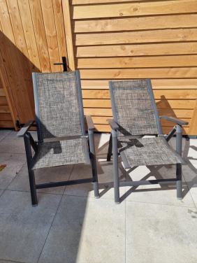 2 verstelbare Tuin-stoelen Antraciet