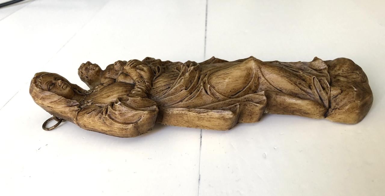 Zeer mooie brocante heilige Maria met kindje Jezus wandhanger