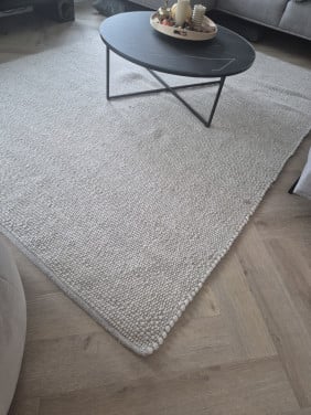 Wollen beige vloerkleed
