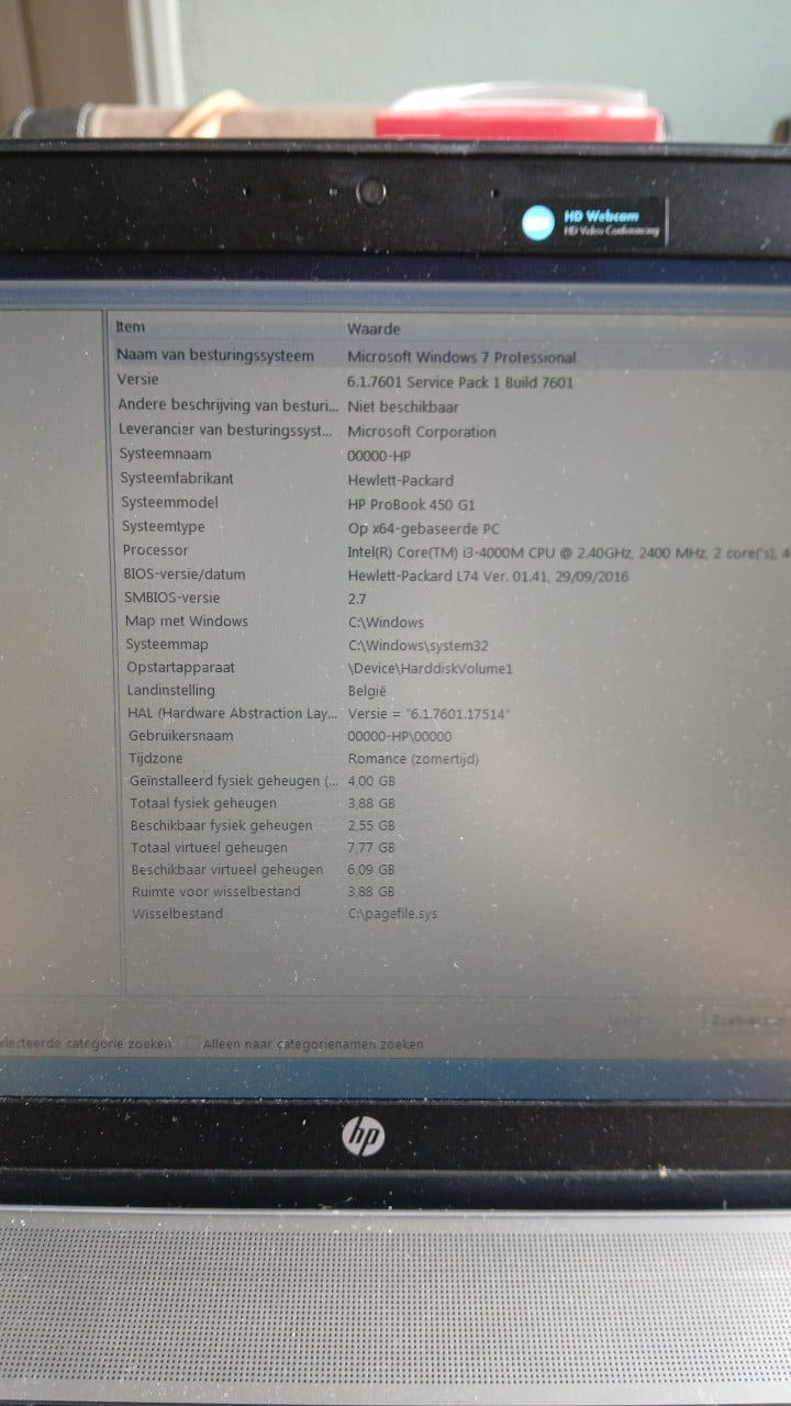Laptop Hp probook met Windows 7