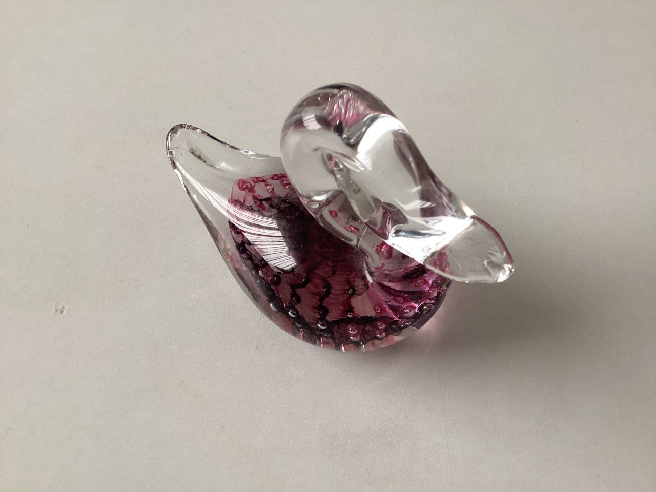Eend. Pfeiffer kristal. Handmade Holland.Luchtbelletjes. Brilliant kristal.
