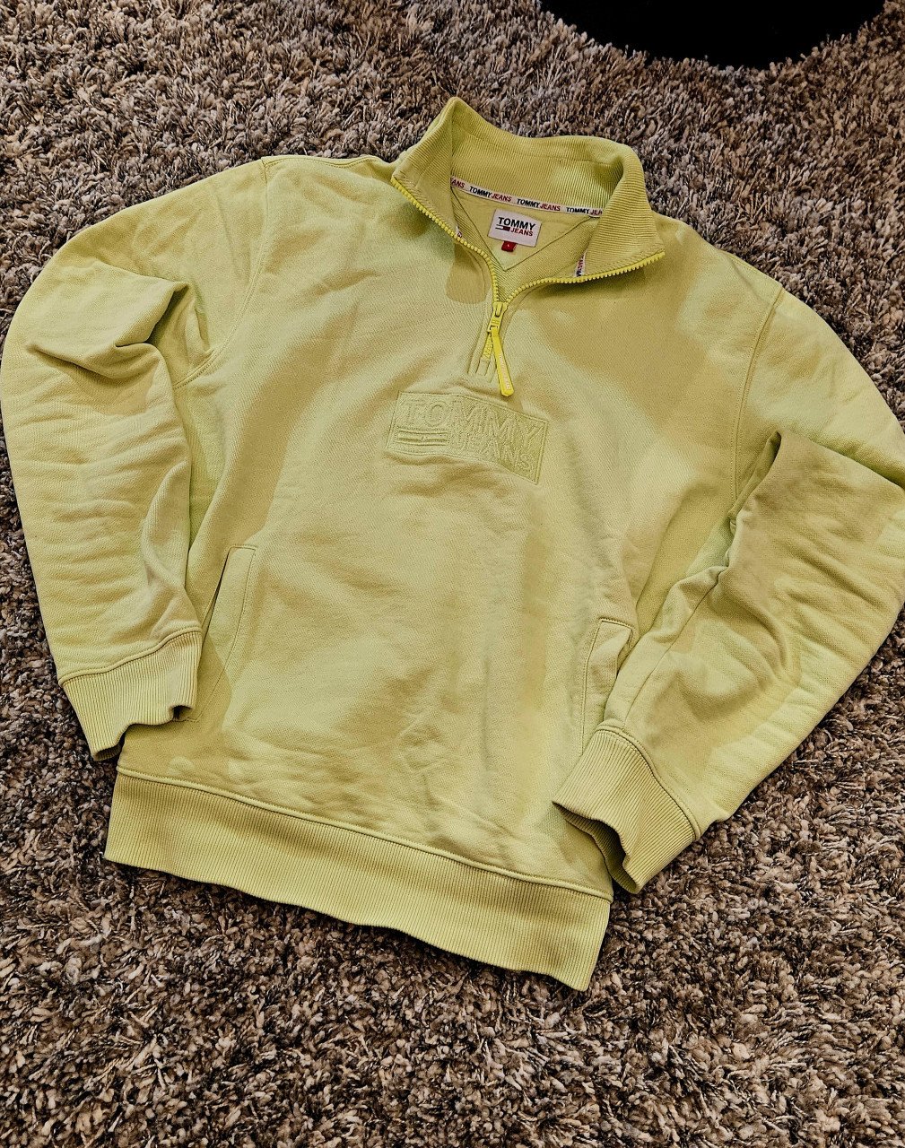 Tommy Jeans lichtgele half zip sweater – maat L