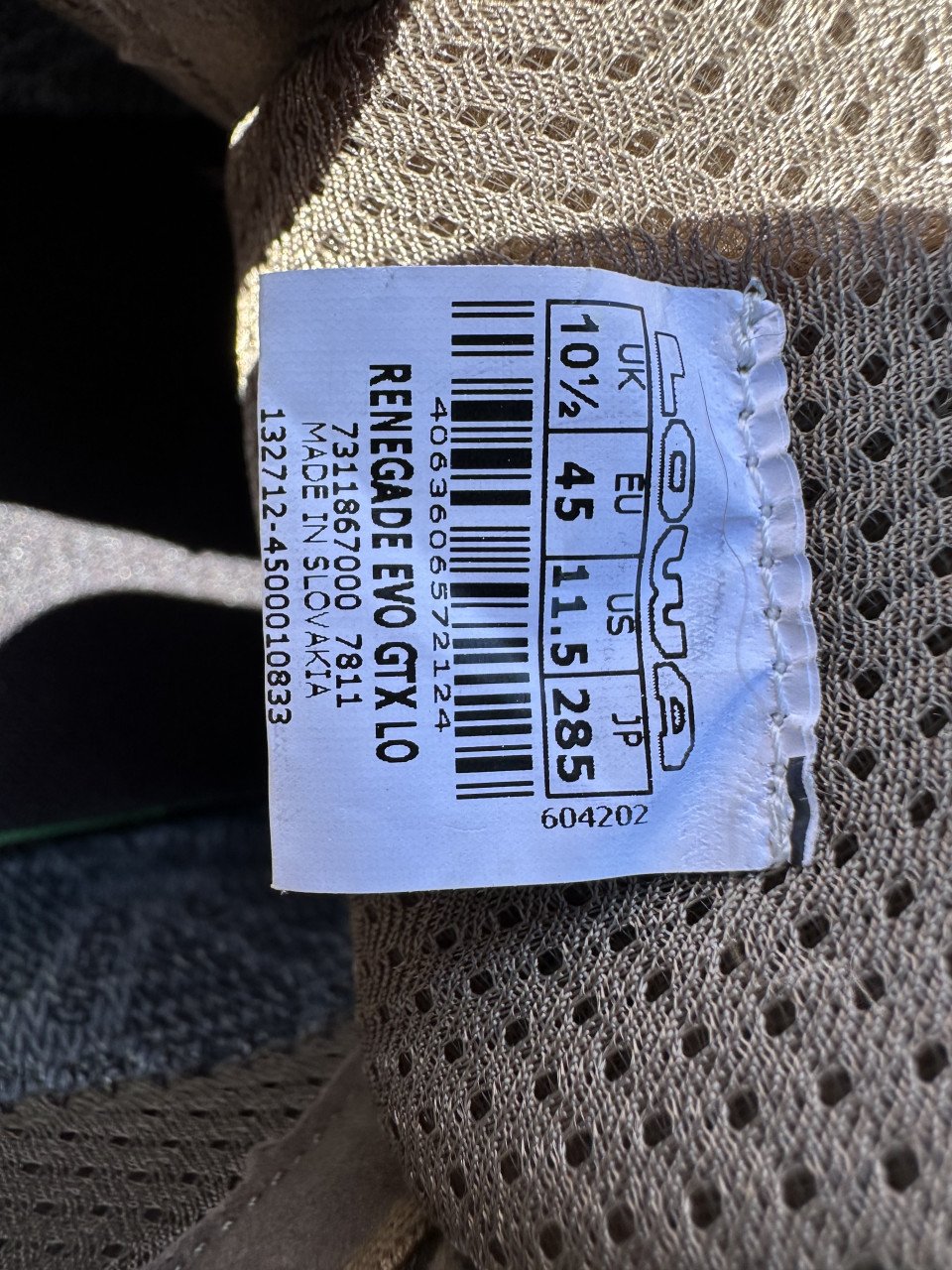 Lowa Renegade Evo Gore-Tex Lo Wandelschoen-NIEUW Mt 45 heren