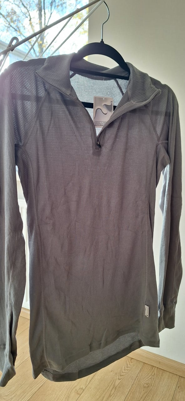 2 stuks thermo shirt met col grijs groen Unisex, lange mouw maat L
