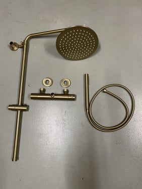 Douchekraan regendoucheset geborsteld messing