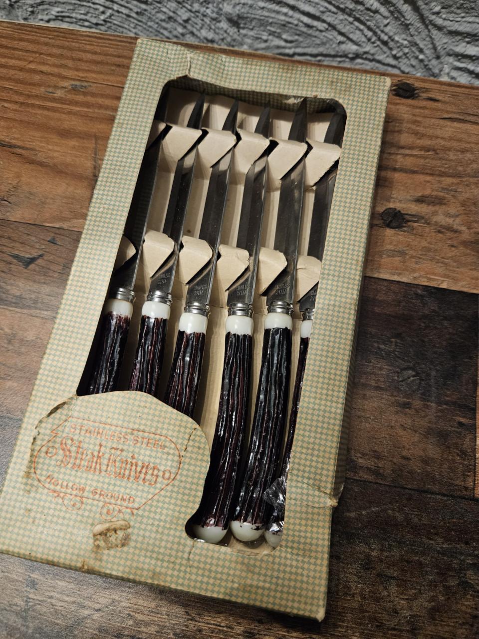 Vintage Steakmessen Set - Roestvrij Staal, Hertenhoorn