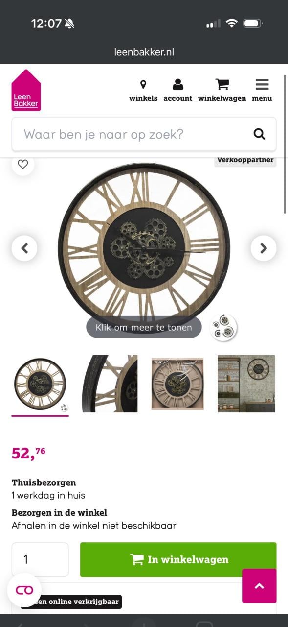 Industriele wandklok “Roman Vintage Metal”