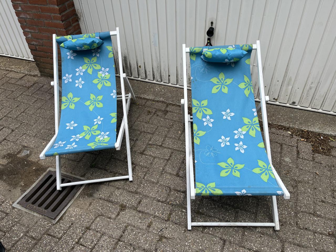 2 Strandstoelen bloem motief