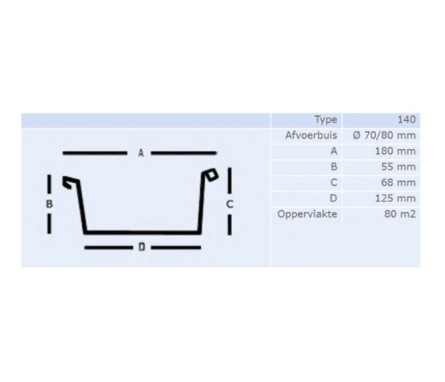 Nieuwe PVC dakgoot/kraalbakgoot incl afvoerbuis/regenpijp.