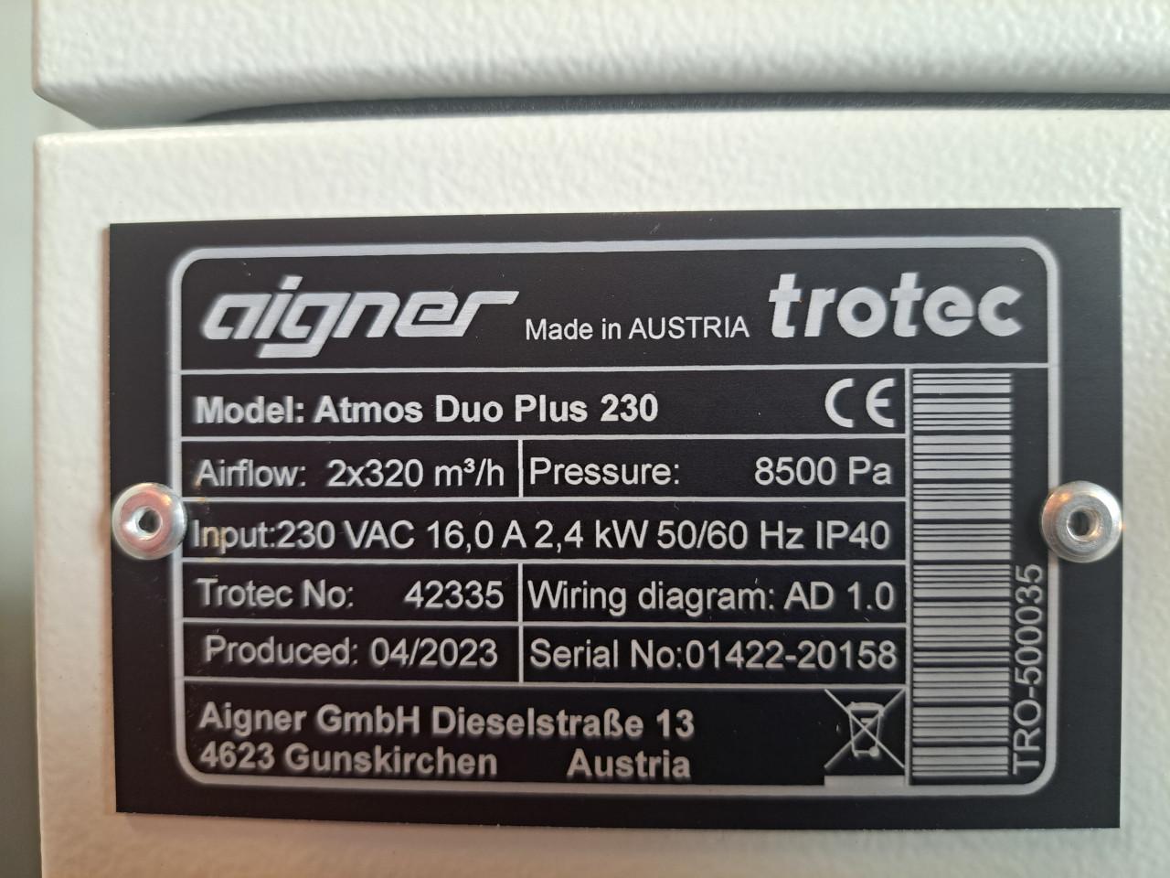 Trotec Amos duo-plus 230 mobiele laser afzuiging