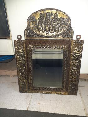 3 x Spiegel met geslepen rand en mooie lijst & Spiegel in koper