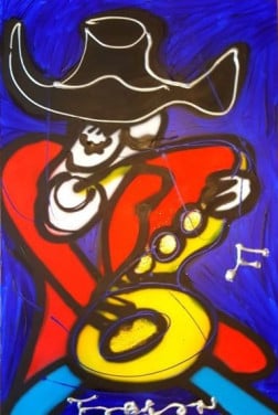 " Mr Sax " Acrylschilderij van Fabian