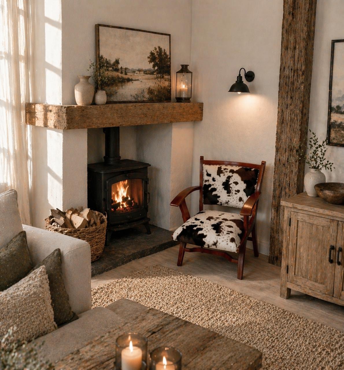 Sfeervolle fauteuil met koeienprint