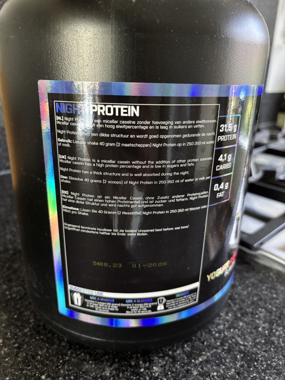 XXL Night Protein Micellar Caseïne Yoghurt / Framboos NIEUW