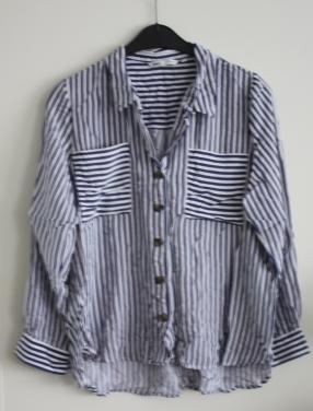 Blauw wit getreepte blouse maat l