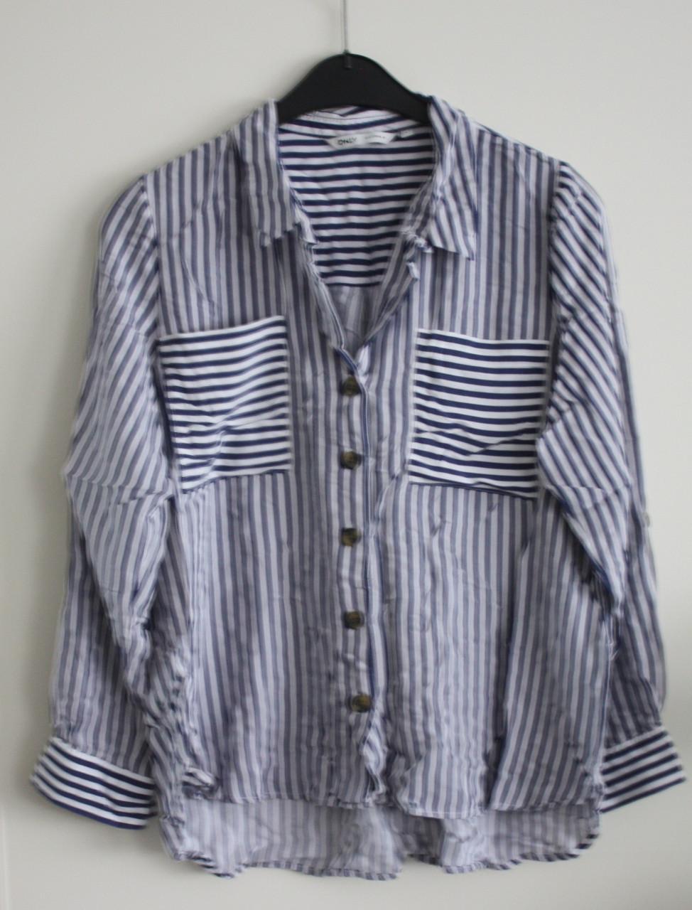 Blauw wit getreepte blouse maat l