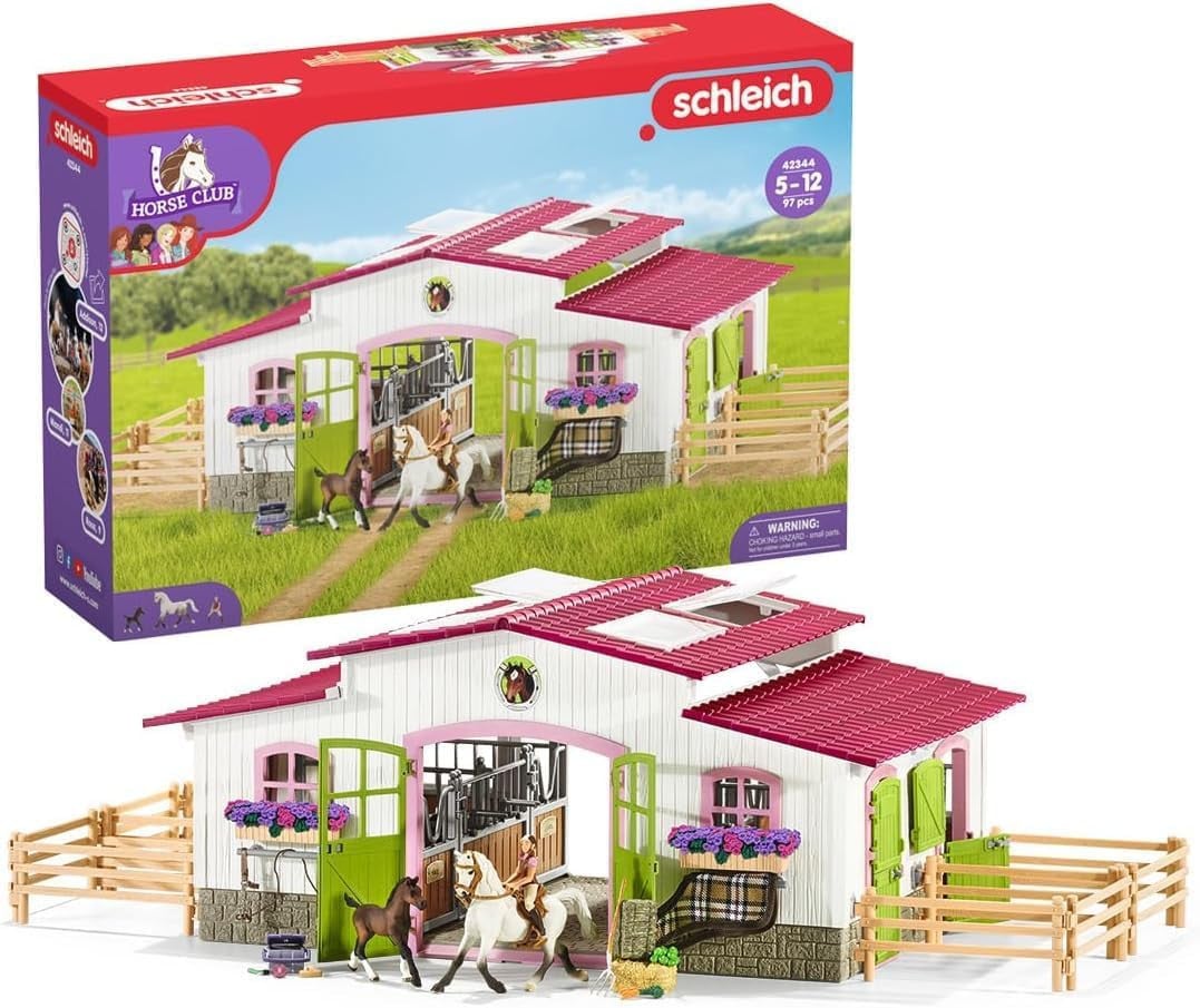 Schleich HORSE CLUB — Schleich Manege met Amazone en Paarden