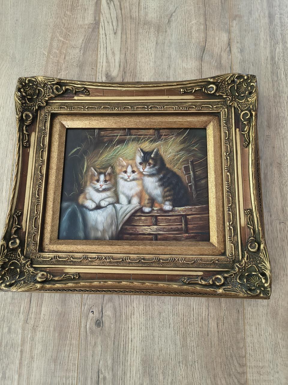 Schilderijtje met 3 katjes