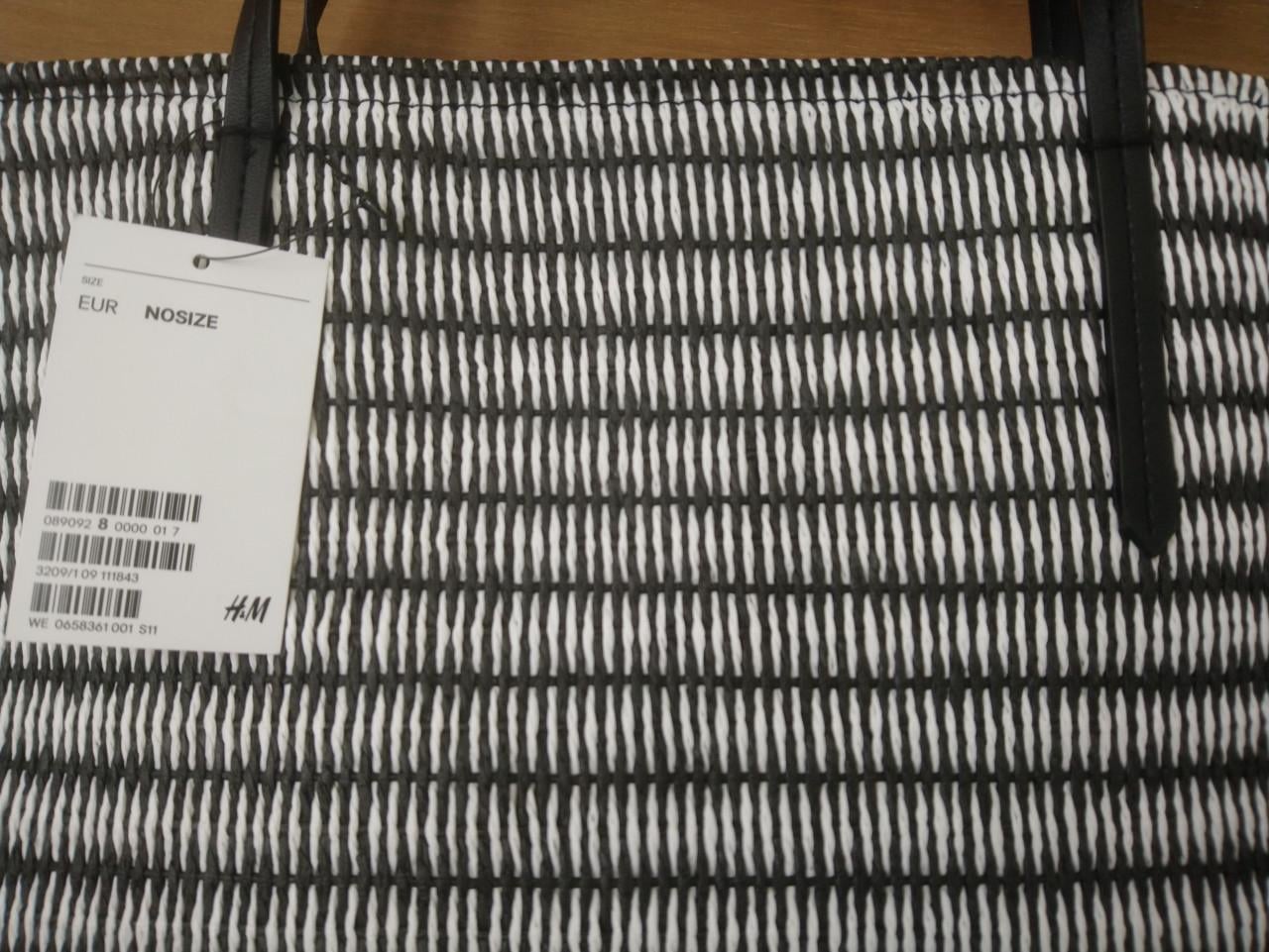 H&M strooien tas shopper zwart-wit - NIEUW