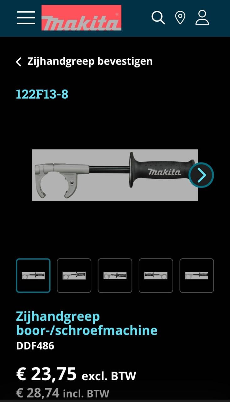 Nieuwe Makita zijhandgreep voor boor-/schroefmachine