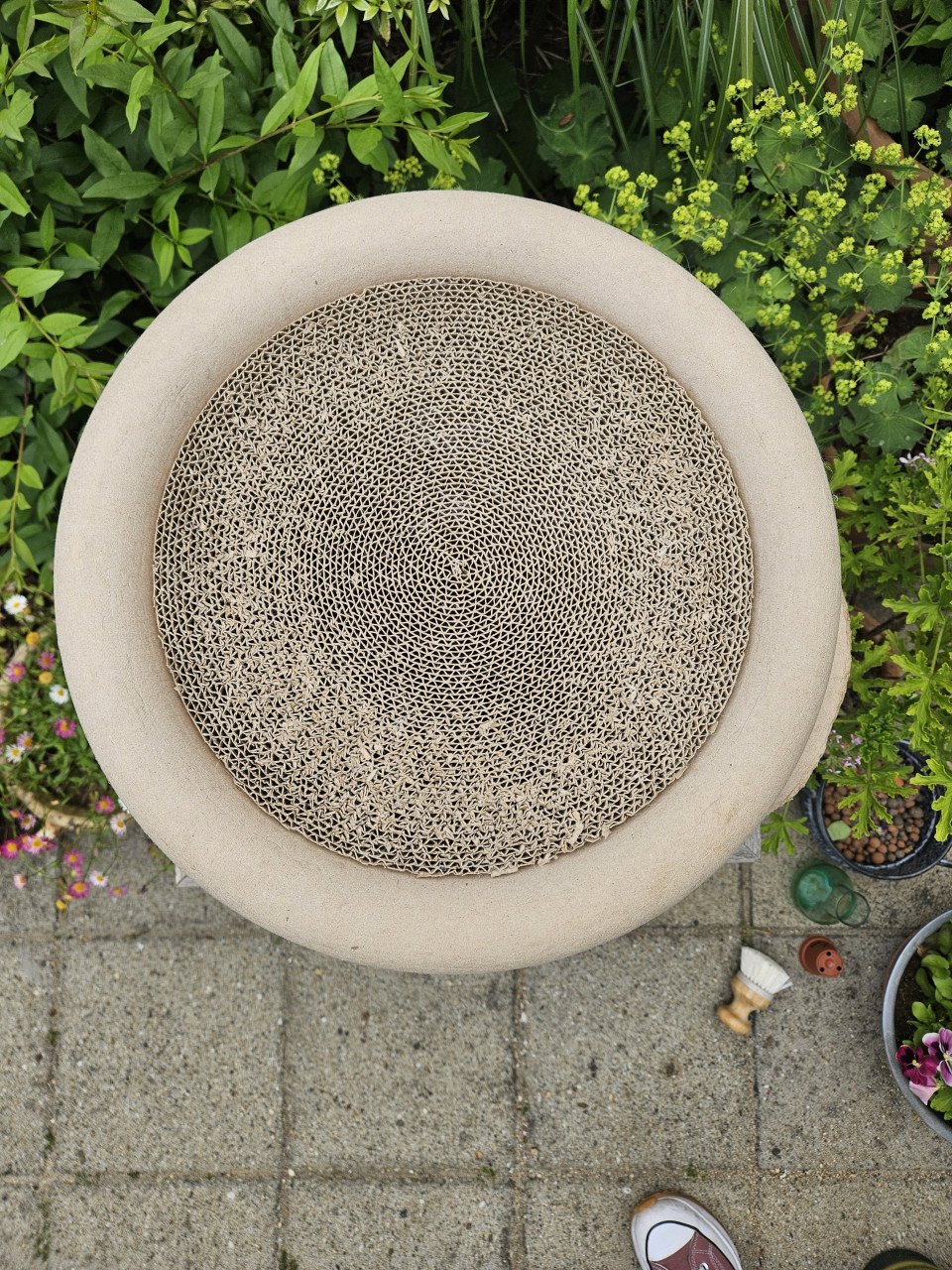 Kartonnen kattenhuis met krabmogelijkheid