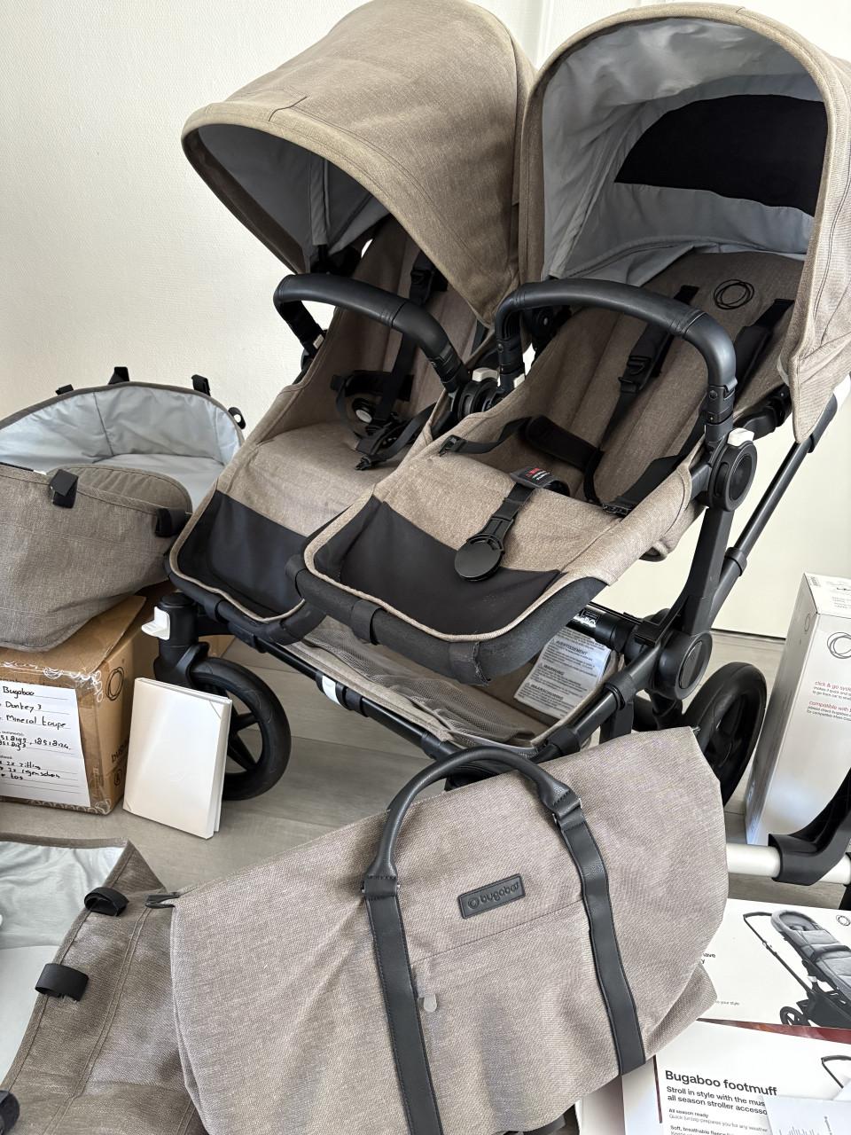 Bugaboo donkey twin black taupe