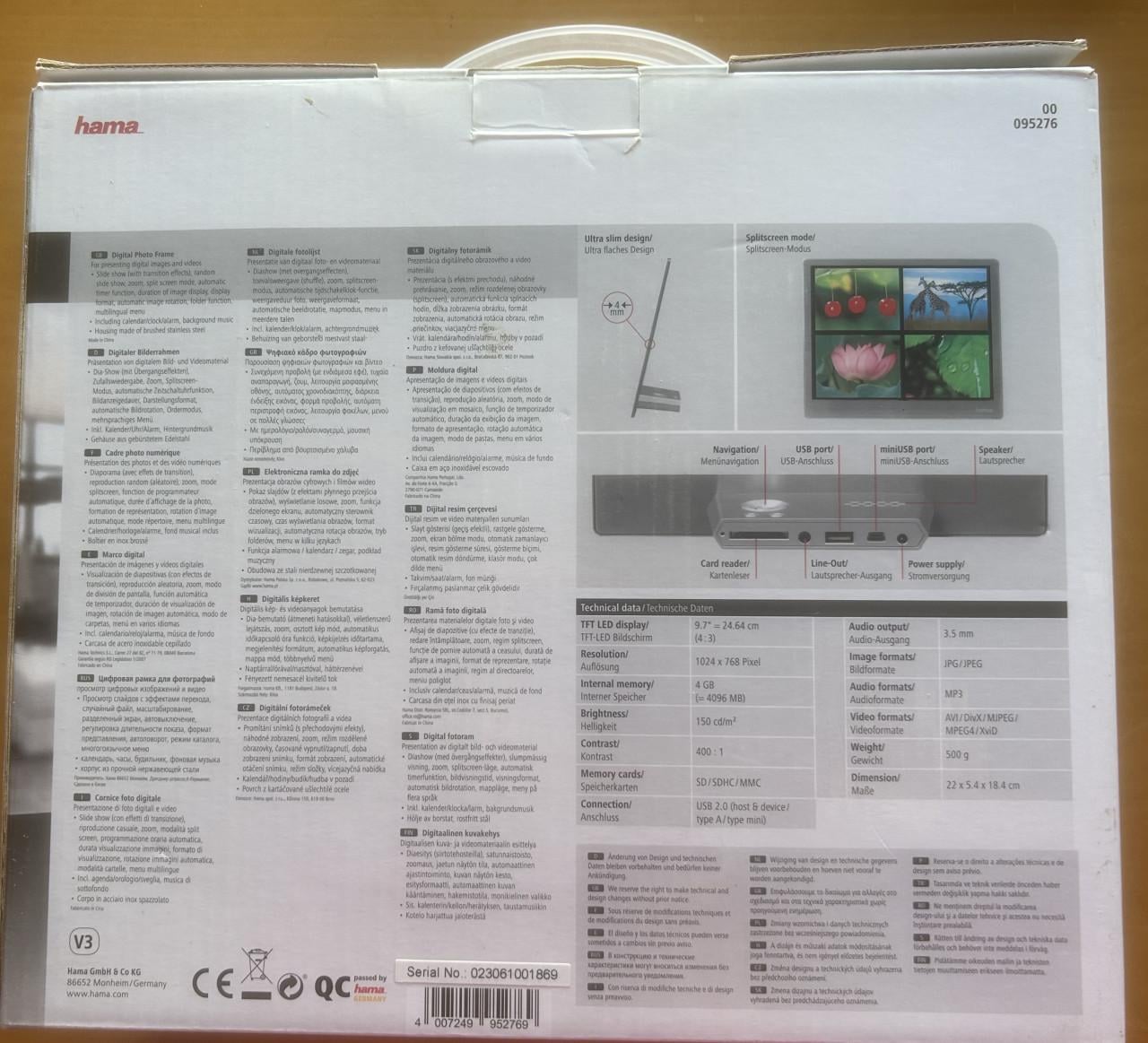 Nieuwe Hama 9.7" Digitale Fotolijst - Silver-Steel