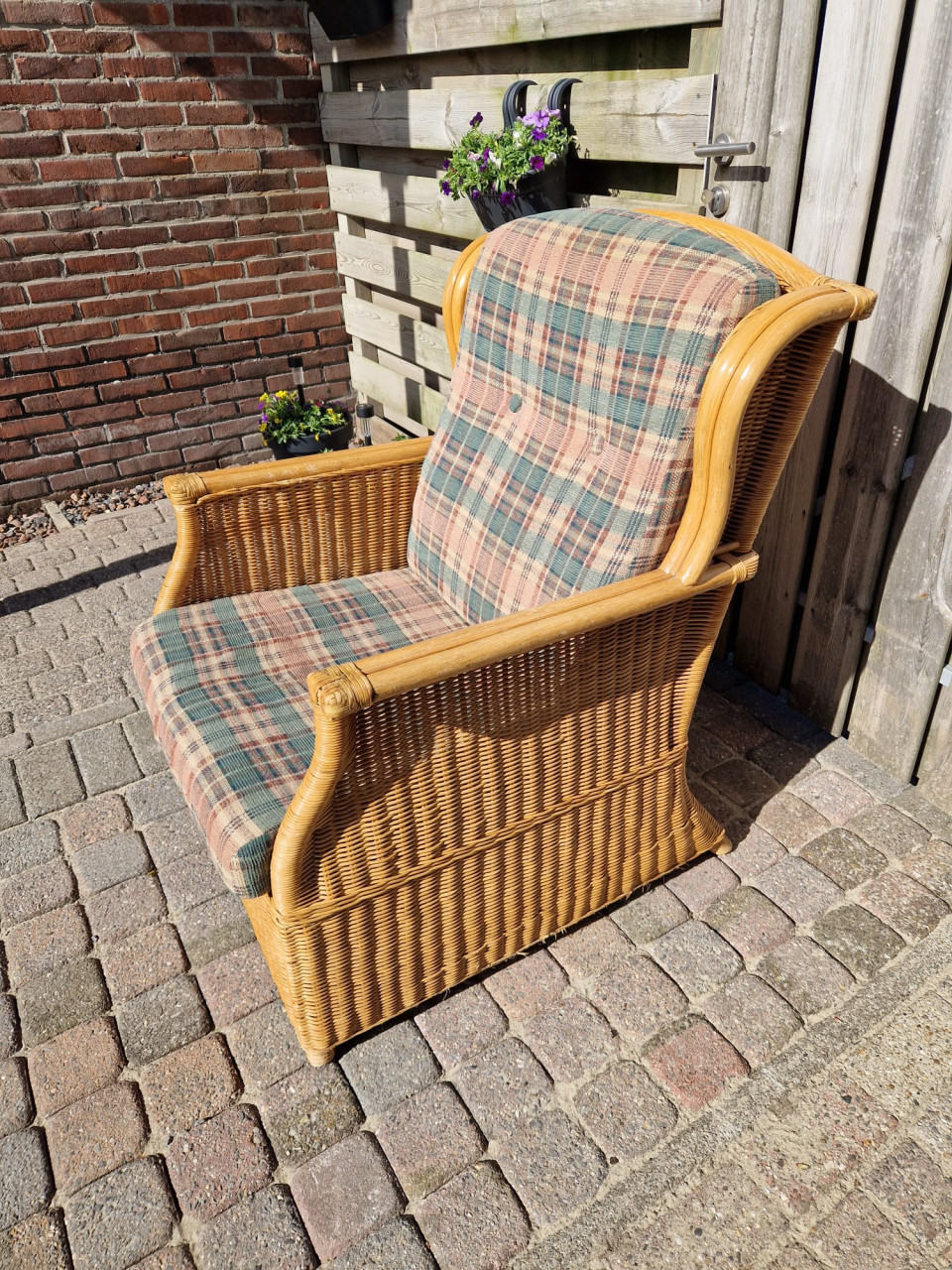 Retro rieten fauteuil