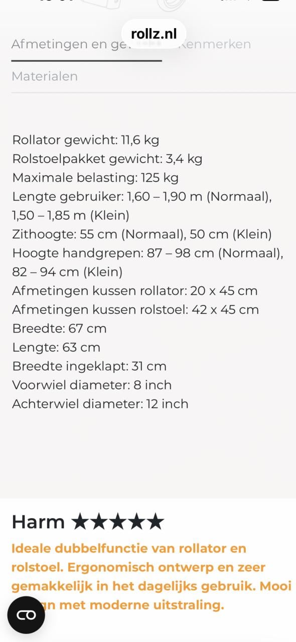 Rollz motion rolstoel/rollator