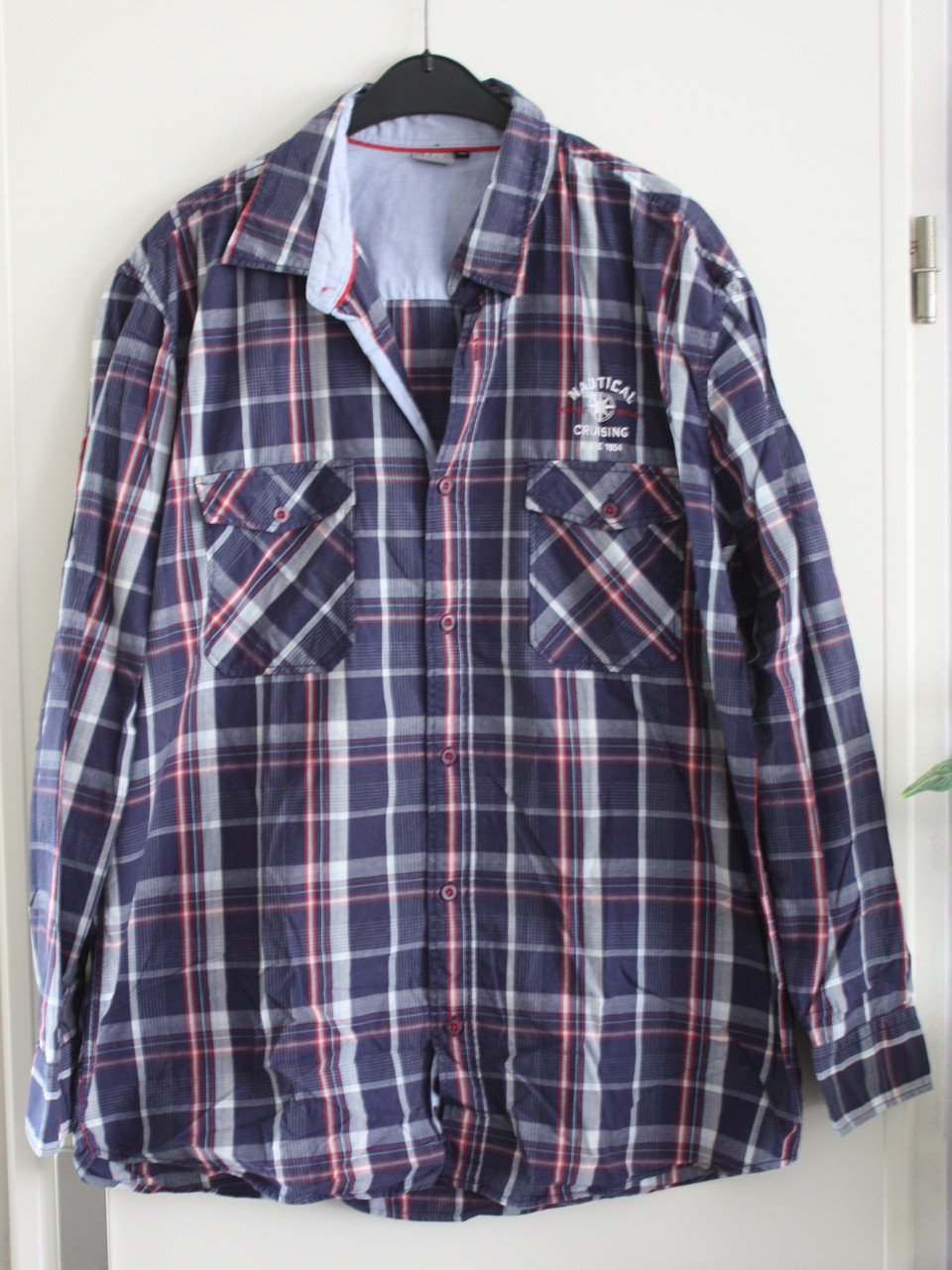 Blauw geruit overhemd maat xxl