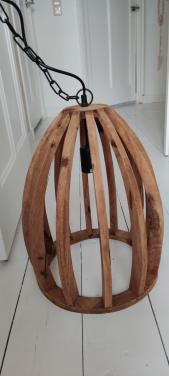 Set van 2 stoere houten hanglampen